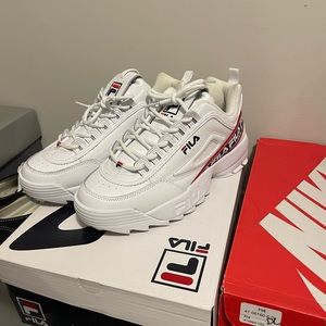 Men's White Disruptor 2 Premium Logo Tape